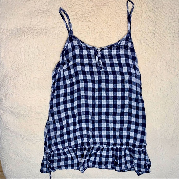 American Rag Tops - American Rag white and blue gingham blouse
